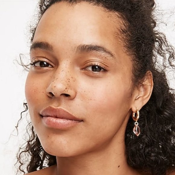 J. Crew Gold and Pink Hoop Earrings - Picture 5 of 5